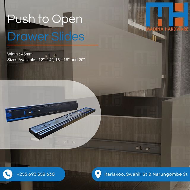 Takeer - Push to Open Drawer Slides
Available in sizes:
▫️12"
▫️14"
▫️16"
▫️18"
▫️20"

Available Wholesale and Retail

📞  

Kindly feel free to contact us ...