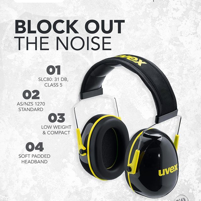 Takeer - Block out the noise with uvex foldable earmuffs! Featuring SLC80: 31 dB, Class 5 protection, AS/NZS 1270 standard compliance, low weight, and a sof...