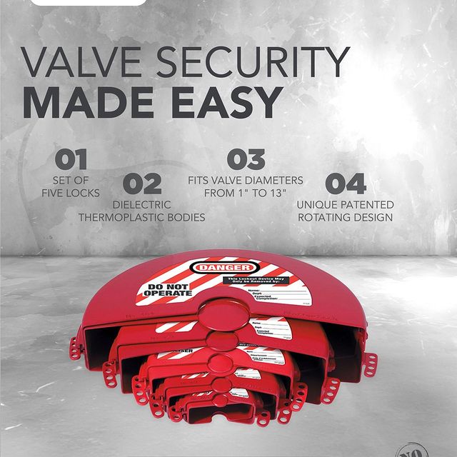 Takeer - Valve Security Made Easy! Featuring a set of five locks, dielectric thermoplastic bodies, fits valve diameters from 1 to 13 inches, and a unique pa...