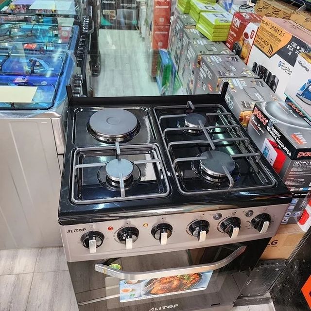 Takeer - Offers Offers 
Alitop Cooker 3 Gas +1 Electric
2 Years Warranty

Specifications
-3 Gas + 1 Electric hotplate
Size 60x60 
-Euro pool type burners & ...