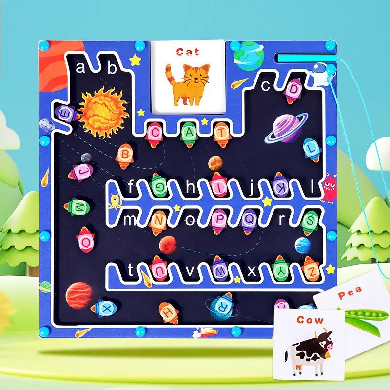 Takeer - Wooden Space Magnetic Alphabet Letter Walking Maze Board, Educational learning skills for Preschool Toddlers 
Price 43,000tshs