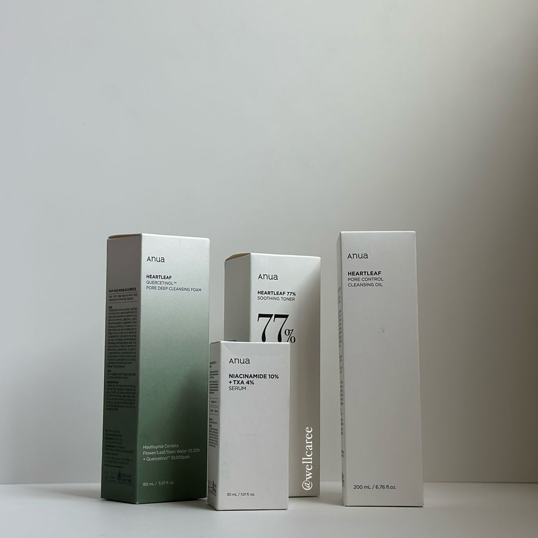 Takeer - Our Anua line up

Heartleaf pore deep cleansing foam 75,000
Niacinamide 10% + txa 4% serum 85,000
Heartleaf 77%  soothing toner 85,000
Heartleaf po...