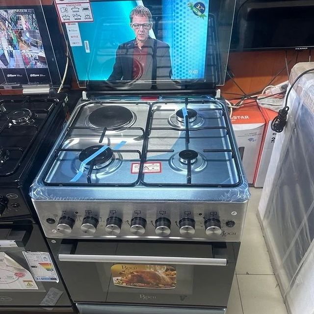 Takeer - Offers Offers 
Roch Cooker 3 Gas +1 Electric Silver
2 Years Warranty

Specifications
3 Gas + 1 Electric hotplate
Size 60x60 
•Euro pool type burner...