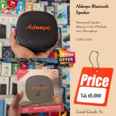 Takeer - Aldeepo Bluetooth Speaker
Tsh 65,000
⬛SPEAKER MPYA.
⬛AUX, MEMORY CARD, FM RADIO, MIC.
⛔HATUFANYI EXCHANGE/TOP UP
⬛TEXT WHATSAP KUTUMIWA LIST NA  PI...