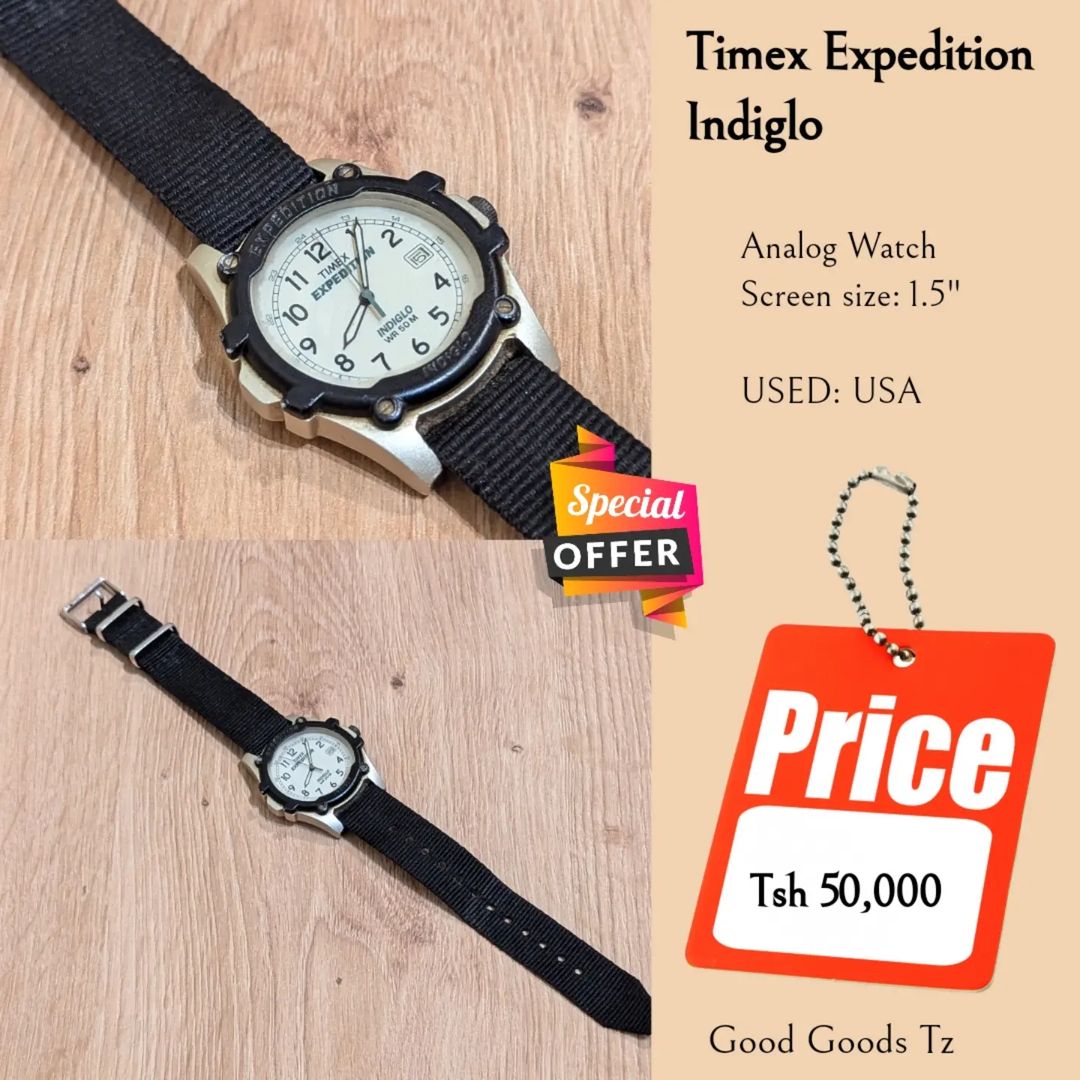 Takeer - Timex Expedition Indiglo(SOLD✅✅)
Tsh 50,000
⬛MTUMBA HALI MPYA TOKA USA.
⬛Ni saa ya mshale.
⬛Ukubwa wake ni 1.5".
⬛Water resistant 50M.
⛔HATUFANYI E...