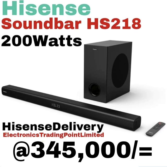 Takeer - Hisense soundbar 200W ,000
Call/WhatsApp kuweka order yako.
2years  warrant
Free delivery.