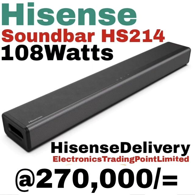 Takeer - Hisense sound bar 108W ,000
Call/WhatsApp kuweka order yako.
2years  warrant
Free delivery.