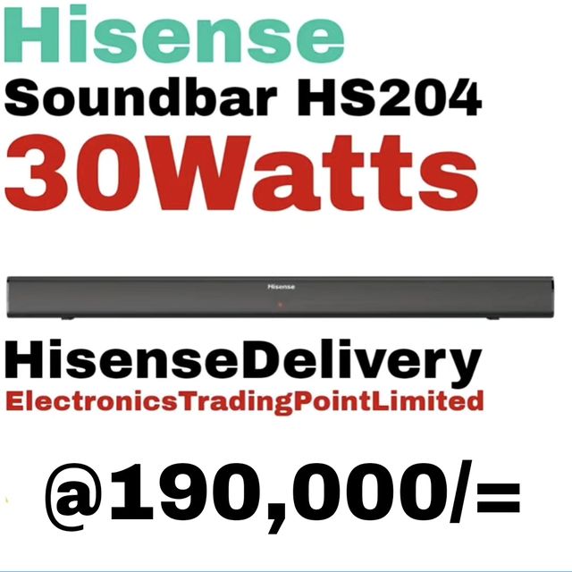 Takeer - Hisense Soundbar 30W ,000
Call/WhatsApp kuweka order yako.
2years  warrant
Free delivery.