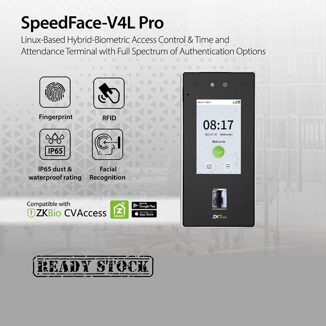 Takeer - SpeedFace V4L have just got a big brother the SpeedFace V4L Pro, IP65 rated, access with face, finder and RFID and off course compatible with ZKtec...