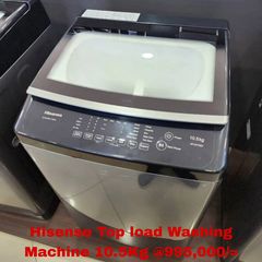 Takeer - Hisense - Automatic Top load Washing Machine 10.5kg ,000/=
Call/WhatsApp kuweka order yako.
2years  warrant
Free delivery.