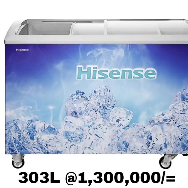 Takeer - Hisense - Showcase Freezer 303L ,300,000/=
Call/WhatsApp kuweka order yako.
2years  warrant
Free delivery.