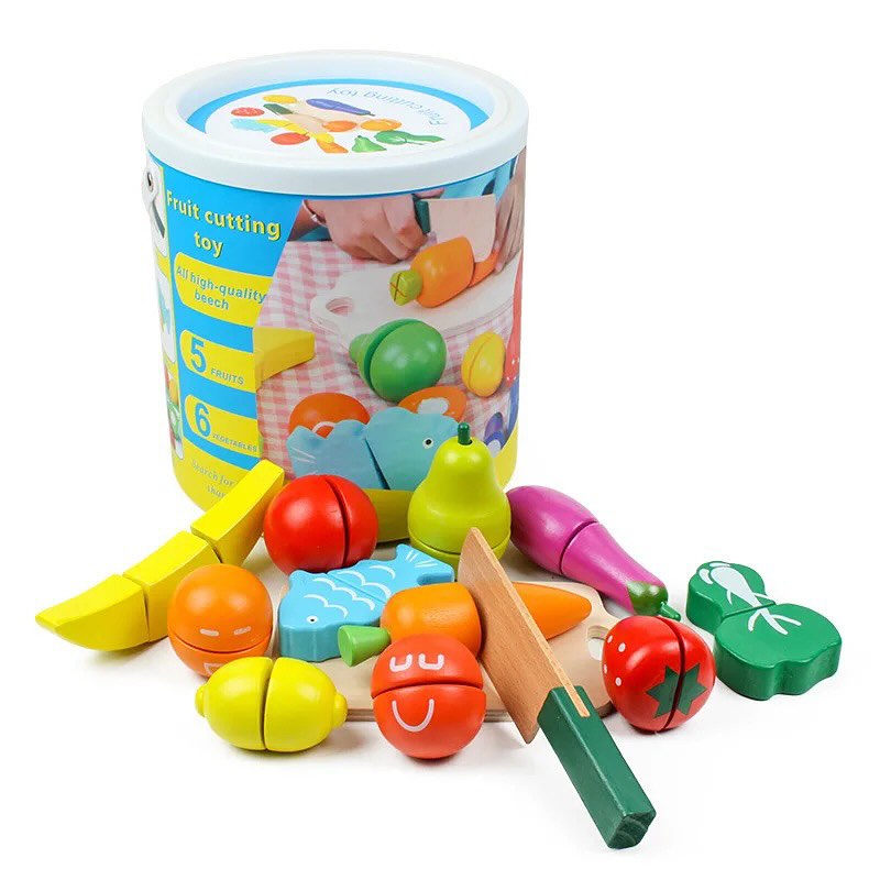 Takeer - Wooden 5 Fruits and 6 Vegetables Cutting Kitchen Set Montessori Educational Toy
Price 40,000tshs