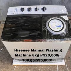 Takeer - Hisense - Manual Washing Machine 8kg ,000/=
10kg ,000/=
Call/WhatsApp kuweka order yako.
2years  warrant
Free delivery.