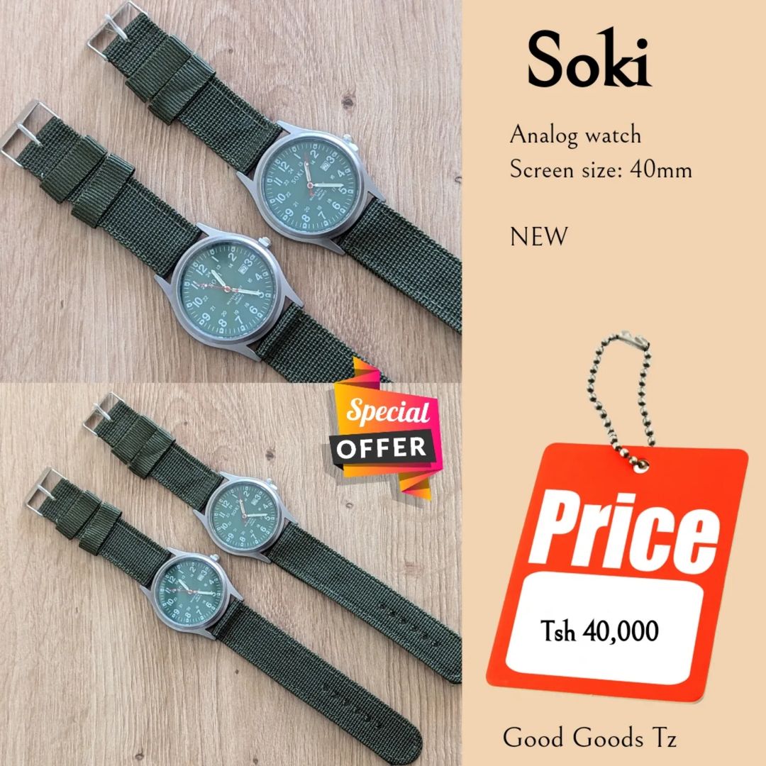 Takeer - Soki
Tsh 40,000
⬛NI MPYA
⬛Ni saa ya mshale.
⬛Ukubwa wake ni 36mm.
⬛Water resistant.
⛔HATUFANYI EXCHANGE/TOP UP
⬛TEXT WHATSAP KUTUMIWA LIST NA  PICH...