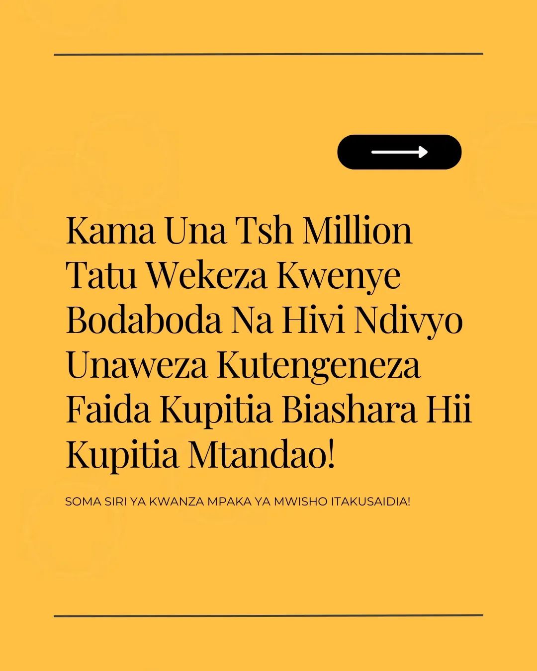 Takeer - Unatamani Kuwekeza Kwenye Hii Biashara Kwa Mtaji Wa Tsh 3,300,000 Na Ukaifanyia Usimamizi Wake Kwa Njia Ya Mtandao?.....

Hii Ni Kwa Wale Waajiriwa...