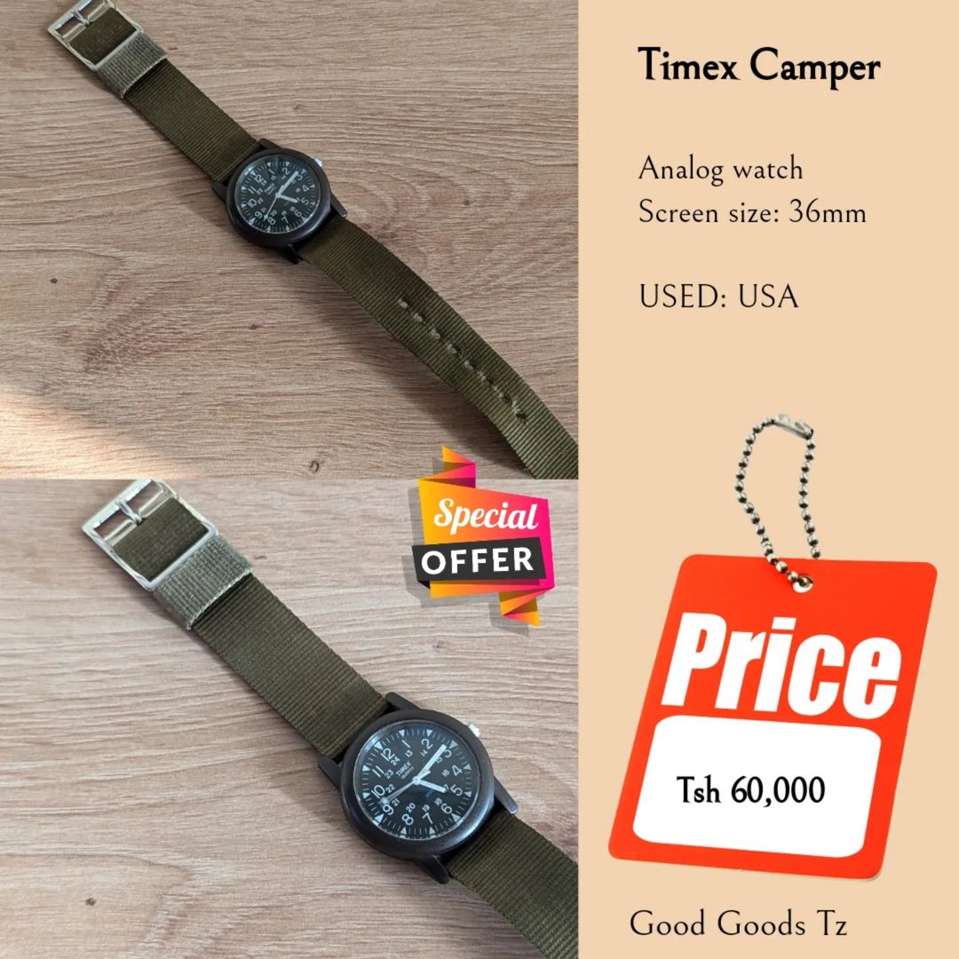 Takeer - Timex Camper(SOLD✅✅)
Tsh 60,000
⬛MTUMBA TOKA USA.
⬛Ni saa ya mshale.
⬛Ukubwa wake ni 36mm.
⬛Water resistant.
⛔HATUFANYI EXCHANGE/TOP UP
⬛TEXT WHATS...