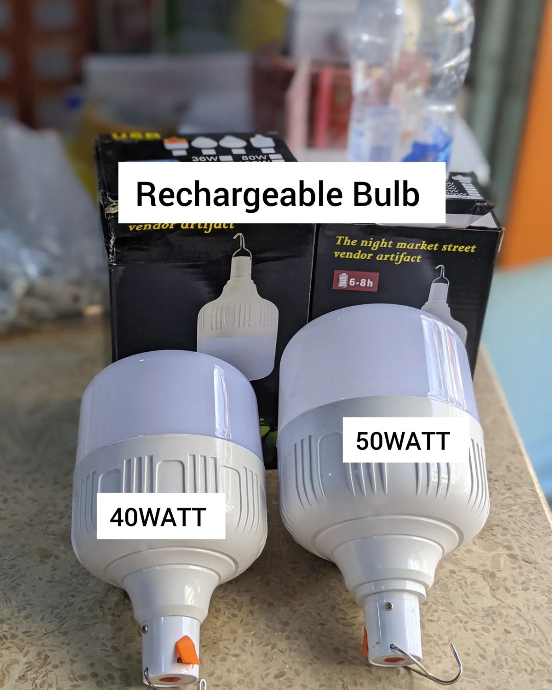 Takeer - Reachargeable bulb 50Watt & 40Watt 

*Ni za kuchaji, Ina uwezo Wa kukaa na Chaji masaa( 6 - 8)hrs 

* Inafaa kwa Wafanyabiashara Wa Masoko

*Inafaa...