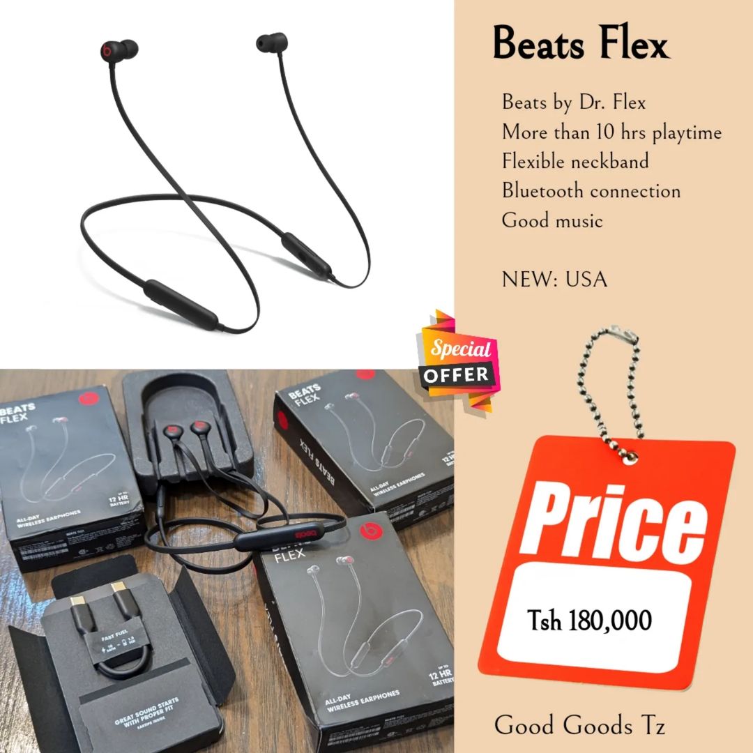 Takeer - Beats Flex
Tsh 180,000
⬛Bluetooth neckband
⬛Premium music
⬛NEW: USA
⬛TEXT WHATSAP KUTUMIWA LIST NA  PICHA YA SIMU ZOTE ZILIZOPO. ------------------...