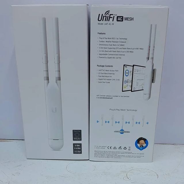 Takeer - UNIFI AC  MESH

Model:UAP-AC-M

Features;
⏩️plug& play mesh 802.11ac Technology
⏩️ Outdoor weather Resistant Enclosure 
⏩️Simullatanious Dual-band ...