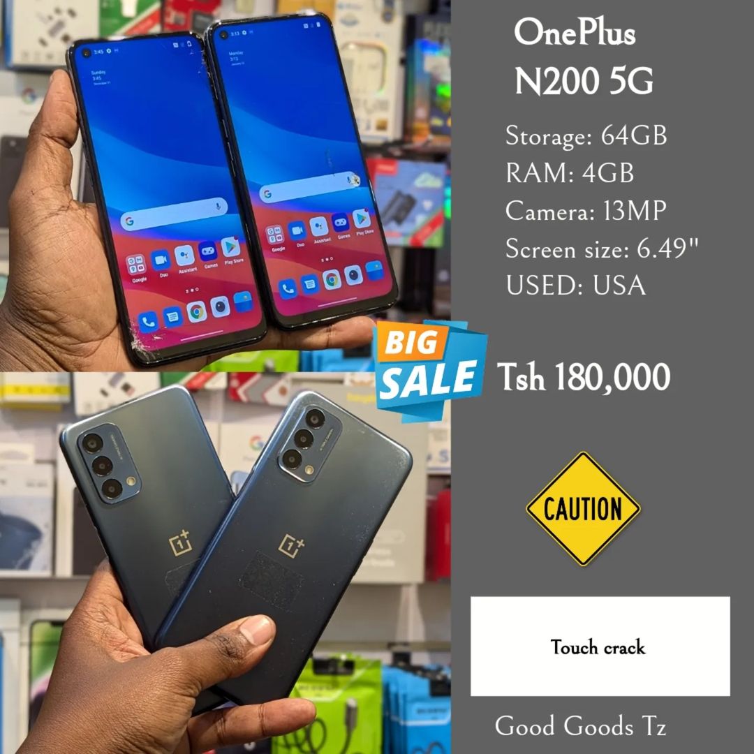 Takeer - OnePlus Nord N200 5G(SOLD✅✅)
Tsh 180,000
⬛64GB/4GB/13MP/6.49"/SINGLE SIM
⬛MTUMBA TOKA USA.
⬛Ni simu bila accessories zake.
🟥TOUCH CRACK. TOUCH INA...