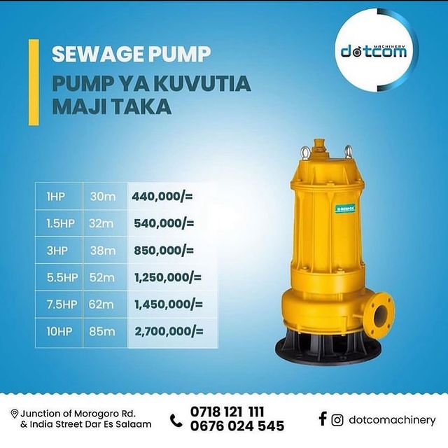 Takeer - SEWAGE PUMP

Hizi ni pump za kuvuta maji taka kwenye mashimo hasa yale mashimo ya migodini size zote zipo karibuni

BEI ZAKE:
1hp 440,000/= 30m⁣

1...