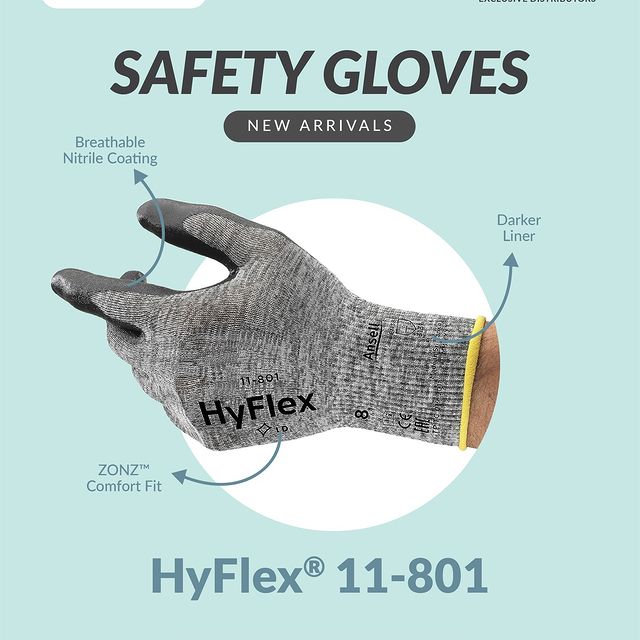 Takeer - The HyFlex® 11-801 is designed with breathable nitrile coating, ZONZ™ comfort fit, and a darker liner for enhanced durability and comfort. Availabl...