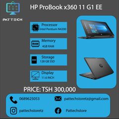 Takeer - HP ProBook x360 11 G1 EE
Processor: Intel Pentium N4200
Memory: 4GB RAM
Storage: 128 GB SSD
Display: 11.6 inch

 PORTS
(2)USB 3.1 Gen 1
(1) USB Typ...