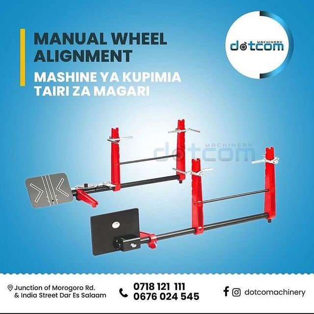 Takeer - MANUAL WHEEL ALIGNMENT hii ni mashine yakupimia tyre ambayo inatumia kioo na laser

✅ Bei ni 1,400,000/=

Call / Whatsapp www.dotcomachinery.co.tz
...