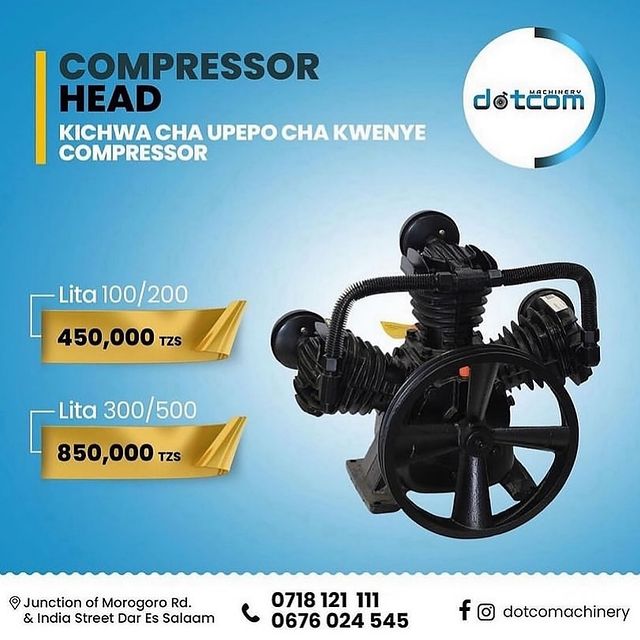 Takeer - COMPRESSOR HEAD

Hiki ni kichwa cha upepo cha kwenye compressor vipo vidogo na vipo vikubwa.⁣ Unaweza kufunga kwenye mtungi wa compressor tofauti 
...