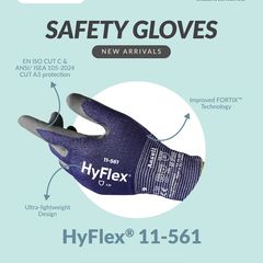 Takeer - New arrivals!  The HyFlex® 11-561 safety gloves offer top-tier protection with improved FORTIX™ technology and ultra-lightweight design. Proudly di...