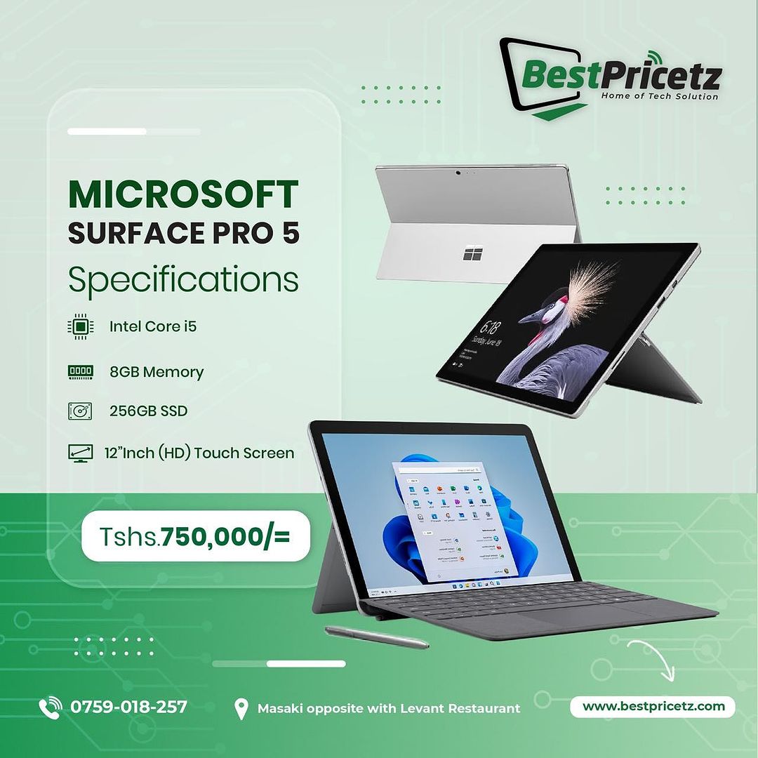 Takeer - ✅Microsoft Surface Pro 5*
✅PROCESSOR*
✅7th Gen Intel®️ Core™️ i5-7300U CPU .60GHz (4 CPUs)

✨MEMORY* 
✅8GB DDR4-2400 MHz RAM

✨INTERNAL STORAGE* 
✅...