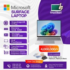 Takeer - MICROSOFT SURFACE LAPTOP 2024 AVAILABLE ALL COLORS

Microsoft laptop 2024 model  NEW Available usichanganye Hii ni laptop sio ile ya tablet NEW 202...