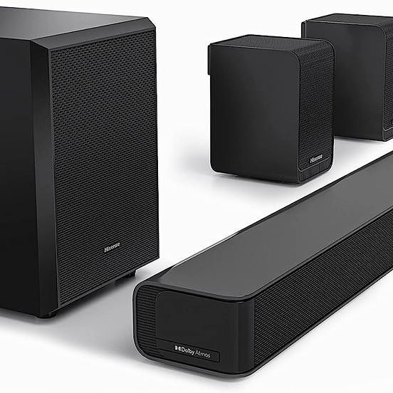 Takeer - Hisense U5120GW+ 7.1.2ch Premium Sound Bar with Wireless Subwoofer, 570W, Hi-Res Audio, 4K HDR Pass Thru, Bluetooth 4.2, WiFi, Type-C, HDMI, 7 EQ M...