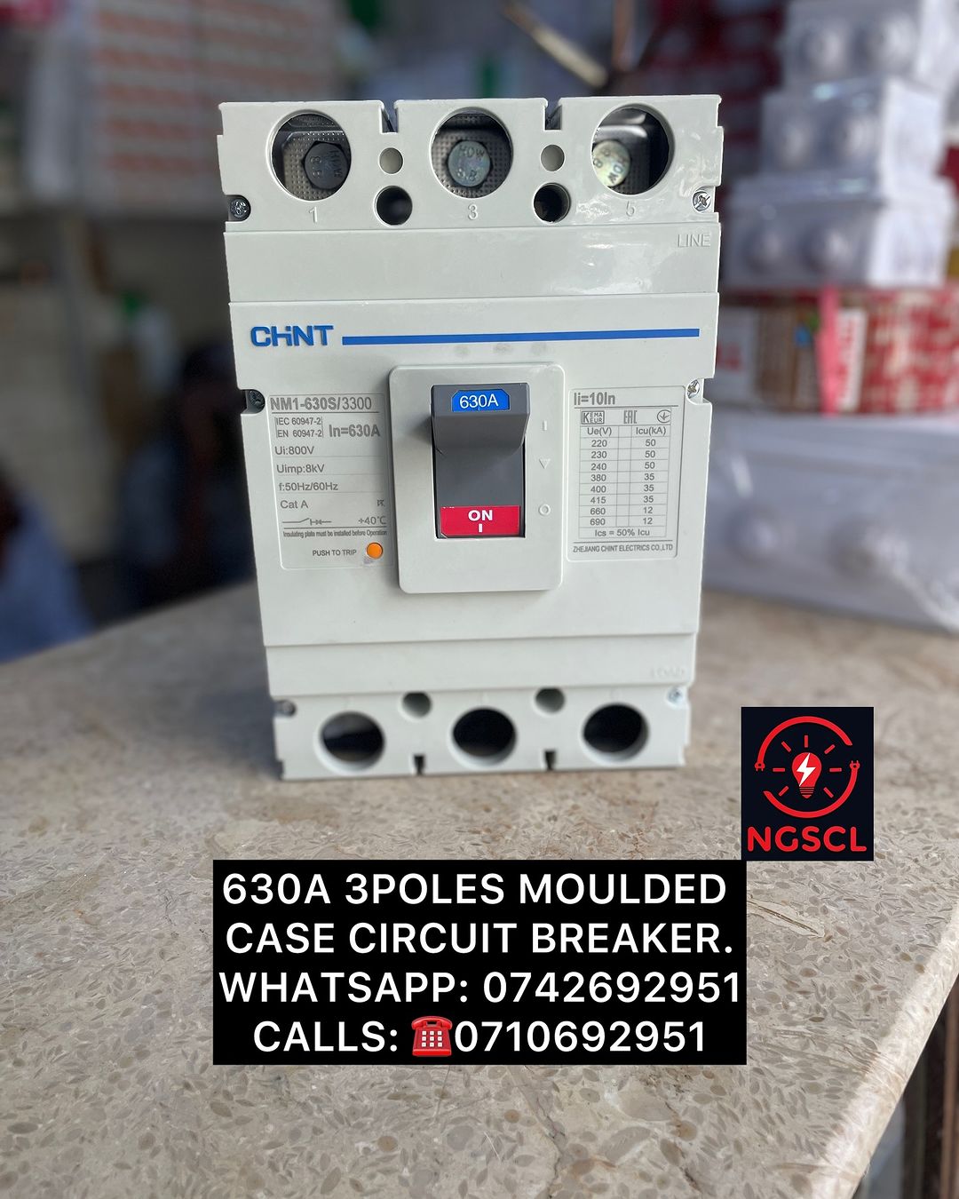 Takeer - 630A 3POLES MOULDED CASE CIRCUIT BREAKER.

MAWASILIANO,
WHATSAPP & CALLS: CALLS: ☎️
TUNAPATIKANA KARIAKOO, MTAA WA NARUNG’OMBE NA LIVINGSTONE.

MIK...