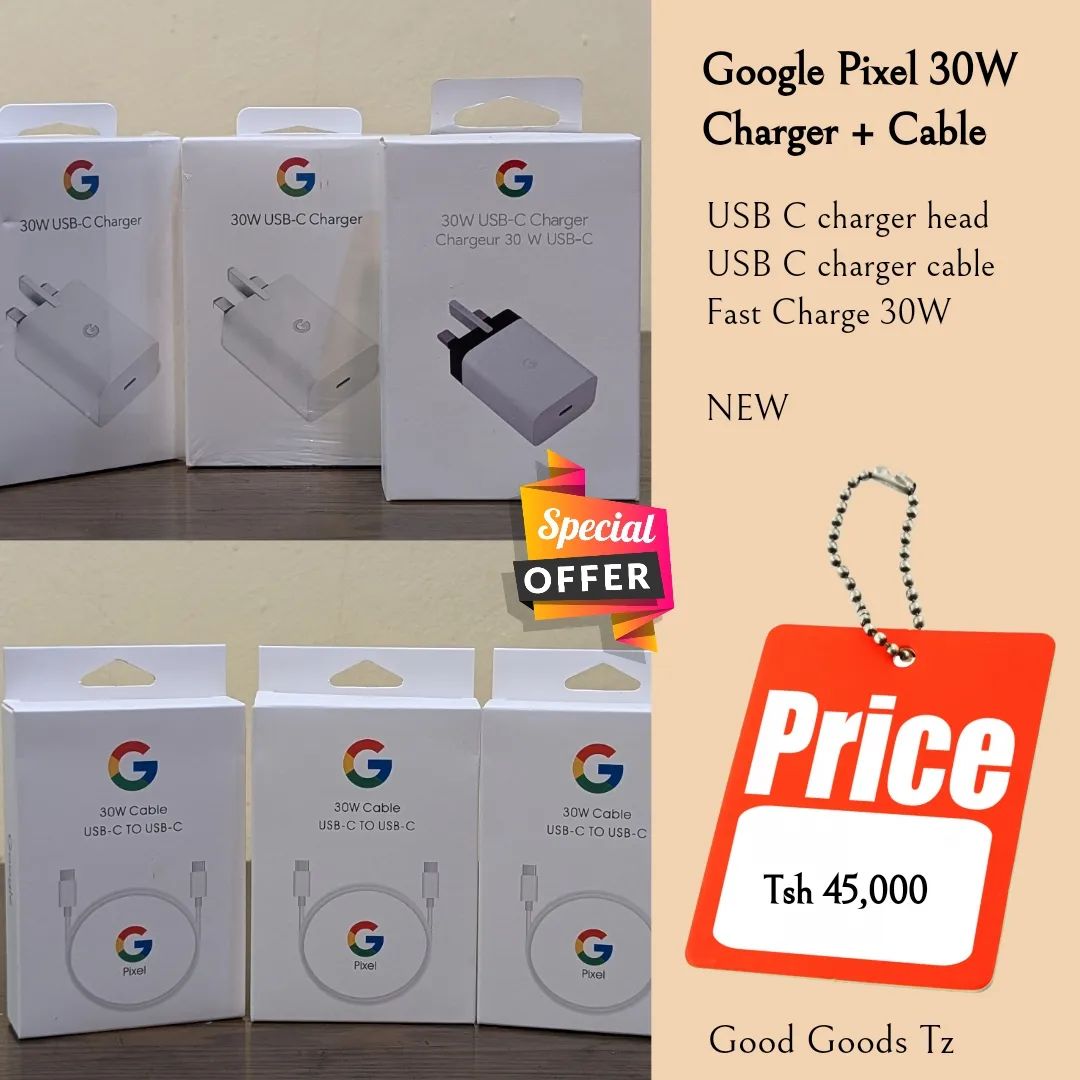 Takeer - Google Pixel 30W Fast charger
Tsh 45,000
⬛NI MPYA
⬛Ni usb c charger head na wire.
⬛30W
⬛Meno matatu.
⛔HATUFANYI EXCHANGE/TOP UP
⬛TEXT WHATSAP KUTUM...