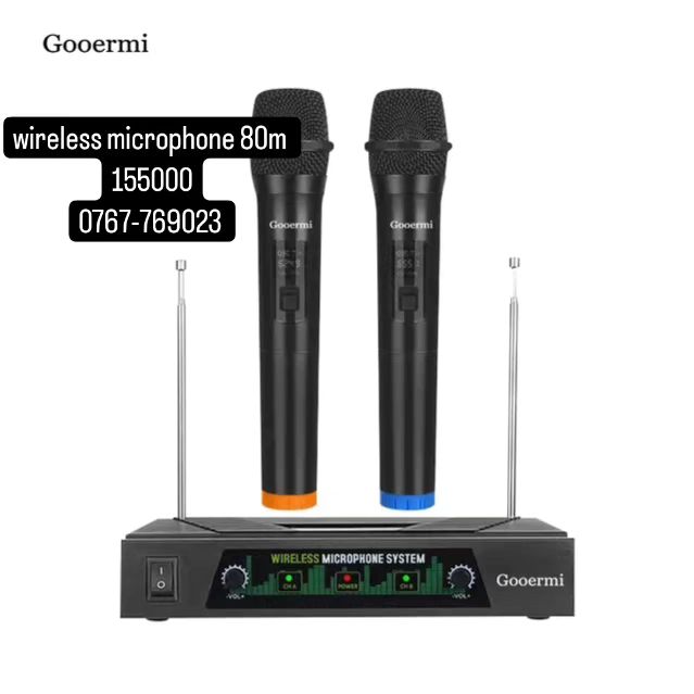 Takeer - WIRELESS MICROPHONE 80M TSH150,000 
DOUBLE WIRELESS MICROPHONE TSH150,000 
LOGO WIRELESS MICROPHONE FOR CAMERA 85000
SINGLE WIRELESS MICROPHONE 75,...