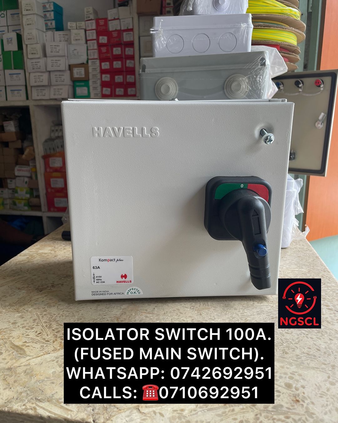 Takeer - ISOLATOR SWITCH 100A (FUSED MAIN SWITCH).

MAWASILIANO,
WHATSAPP & CALLS: CALLS: ☎️
TUNAPATIKANA KARIAKOO, MTAA WA NARUNG’OMBE NA LIVINGSTONE.

MIK...