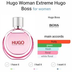 Takeer - Hugo Woman Extreme by Hugo Boss is a Floral Fruity fragrance for women. Hugo Woman Extreme was launched in 2016. Top notes are Boysenberry and Gras...