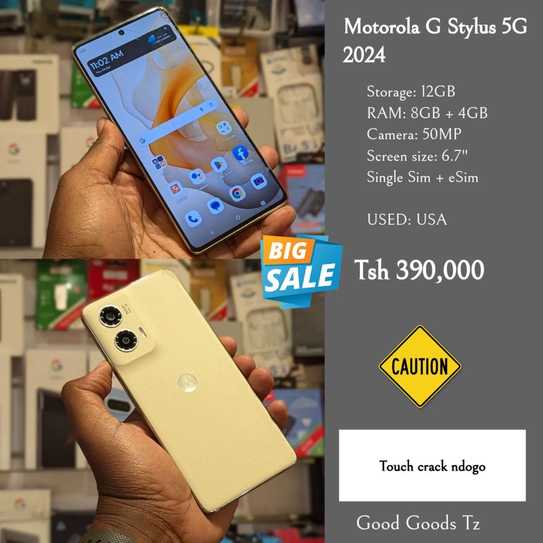 Takeer - Motorola G Stylus 5G 2024(SOLD✅✅)
Tsh 390,000
⬛128GB/8GB + 4GB/50MP/6.7"/SINGLE SIM + eSIM
⬛MTUMBA TOKA USA.
🟥TOUCH CRACK. TOUCH INAFANYA KAZI VZU...