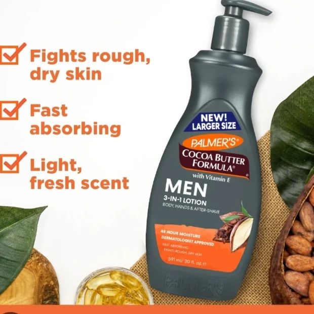 Takeer - PALMERS COCOA BUTTER FORMULAR MEN 3 IN 1 LOTION
✅️ FACE
✅️ BODY 
✅️ AFTER SHAVE 

✅️ Suitable for rough and dry skin

Shop with us 

Perfume
Skinca...