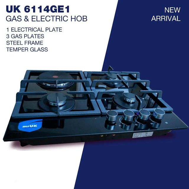 Takeer - Mr UK gas cooker top Glass 
Warranty 2year 
Price 👉 265000
3plate gas 
1plate electric 
Jiko alihitaji kiberiti kuwasha 
Jiko la mezani 
Matirio n...