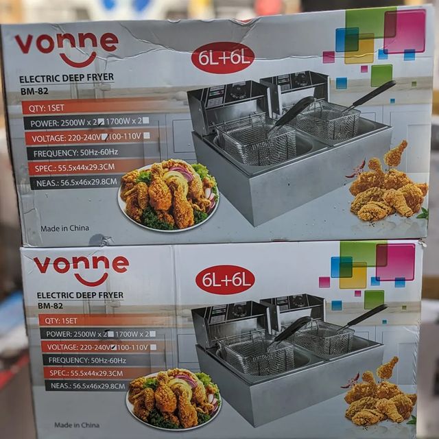 Takeer - Vonne electric deep fryer 6liter available 
Warranty 2year 
Price 👉 250,000
Free delivery 🚚 
Call or whtsp 📞 