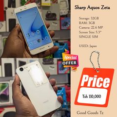 Takeer - Sharp Aquos Zeta
Tsh 110,000
⬛32GB/3GB/22.6 MP/5.3"/SINGLE SIM
⬛MTUMBA HALI MPYA TOKA Japan.
⬛Ni simu bila accessories zake.
⬛INASOMA LINE ZOTE ZA ...