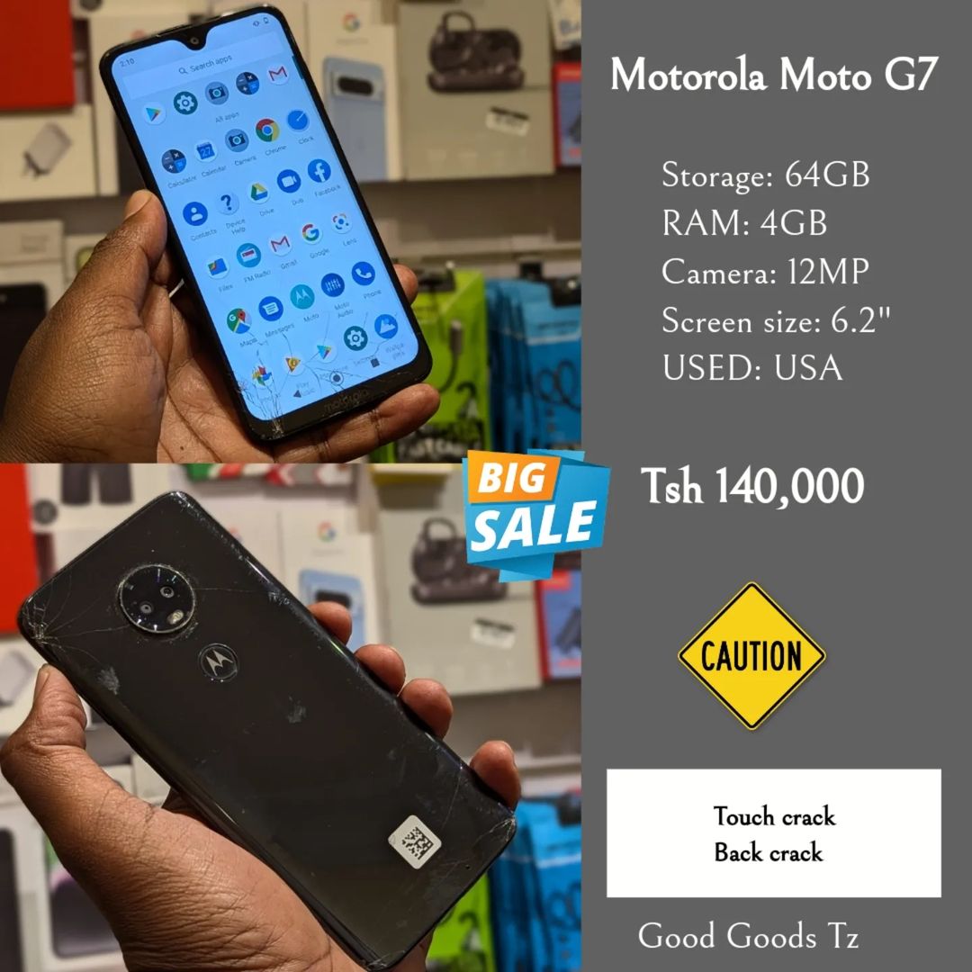 Takeer - Motorola Moto G7
Tsh 140,000
⬛64GB/4GB/12 MP/6.2"/SINGLE SIM.
⬛MTUMBA MPYA TOKA USA.
🟥CRACK KWENYE TOUCH. TOUCH INAFANYA KAZI VZURI SANA.
🟥CRACK ...