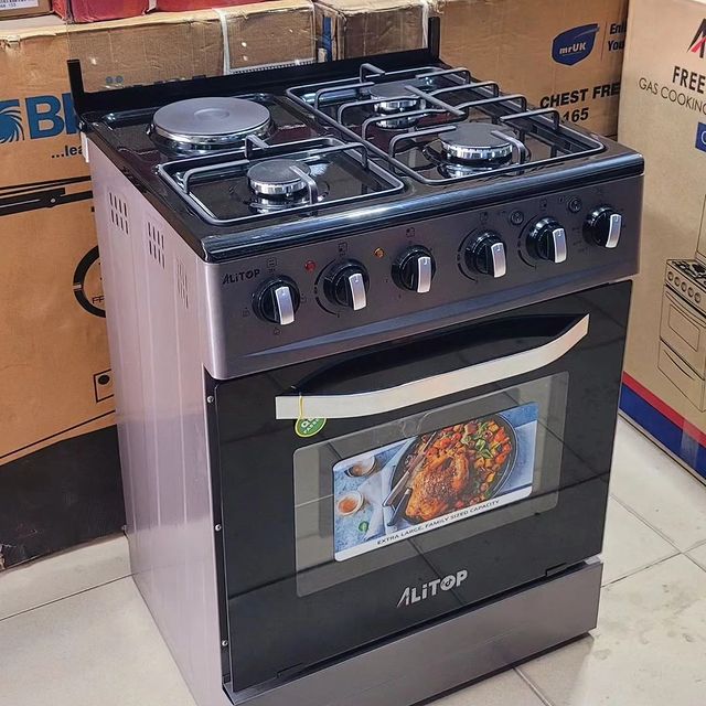 Takeer - ALITOP STANDING COOKER 📌📌 ☄️Price now ~ Tsh 570,000/= 🍞 
*SPECIFICATIONS* 
▫️60/60cm 
▫️plate 3 gas na plate 1 ni umeme 
▫️Auto ignition system ...