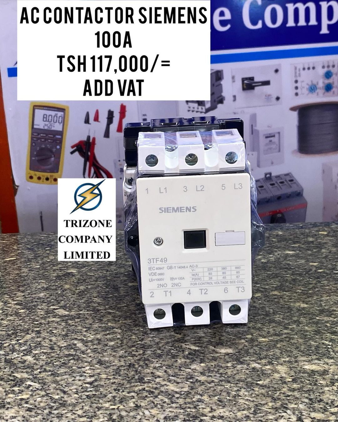 Takeer - AC CONTACTOR SIEMENS 100A ZIPO

BEI;TSH 117,000/=

MAWASILIANO;
SIMU NAMBA: #
WHATSAPP NAMBA:#

TUNAPATIKANA;
KARIAKOO-MTAA WA NARUNG'OMBE NA GOGO
...