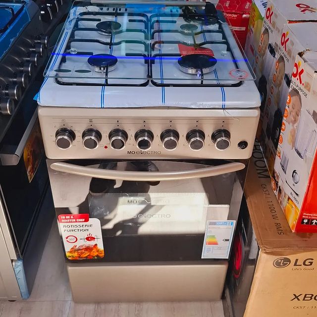 Takeer - Moelectro gas cooker with oven full gas 
Warranty 2year 
Price 👉 500,000
Electric oven 
4plate gas 
55x60cm 
Free delivery 🚚 
Call or whtsp 📞 #📞#