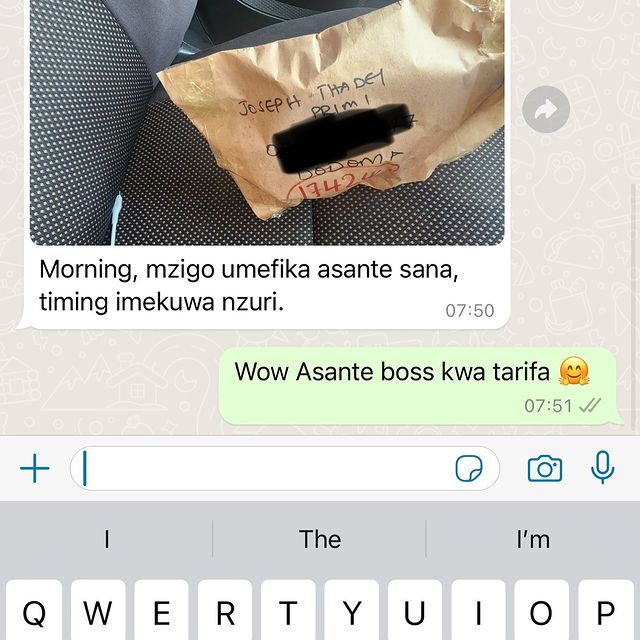 Takeer - Mzigo wa mteja wetu umefika tulituma jana usiku.