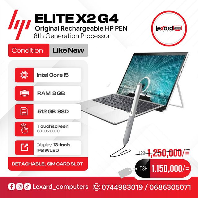 Takeer - HP ELITE X2 G4 with OG PEN
Specifications:
⚙️ CPU: Intel Core i5-8365U VPro @ 1.6GHz ~ 4.1GHz
🪧 RAM: 8 GB LPDDR3-2133 SDRAM
💽 Storage: 512 GB PCI...