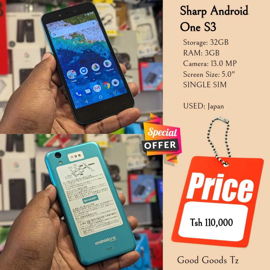 Takeer - Sharp Android One SH
Tsh 110,000
⬛32GB/3GB/13.0MP/5.0"/SINGLE SIM
⬛MTUMBA HALI MPYA TOKA Japan.
⬛Ni simu bila accessories zake.
⬛INASOMA LINE ZOTE ...